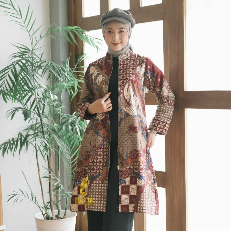 TUNIK SURYA KENCANA OUTER PANJANG BATIK WANITA KERJA PRABUSENO