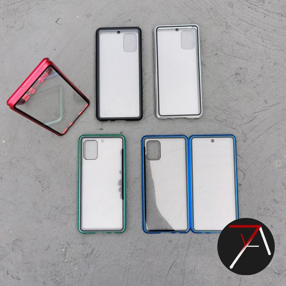P0K ❤️ Oppo Reno 4 Reno4 Double Side Glass Magnetic Case Metal  Casing Depan Belakang P0K
