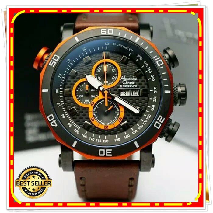 ALEXANDRE CHRISTIE 6308 PRIA BLACK ORANGE LEATHER BROWN FRONT LIGHT