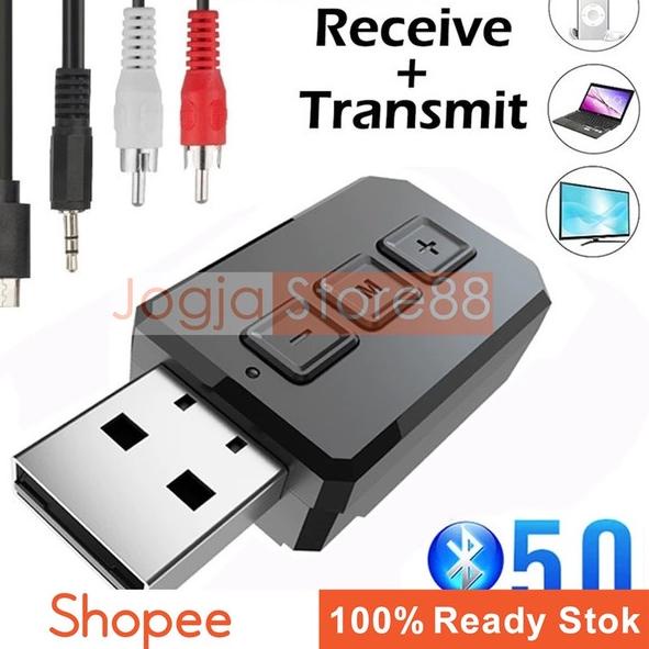 Pasti Puas USB Bluetooth 5.0 Transmitter Receiver Audio Adapter - Seri RT02 - Black