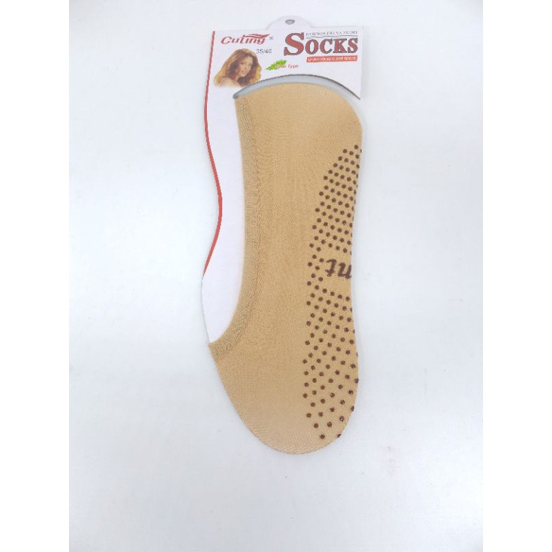 kaos kaki pendek Balet telapak Hidden socks wanita dewasa anti slip kaos kaki invisible warna warni murah terlaris-Cream