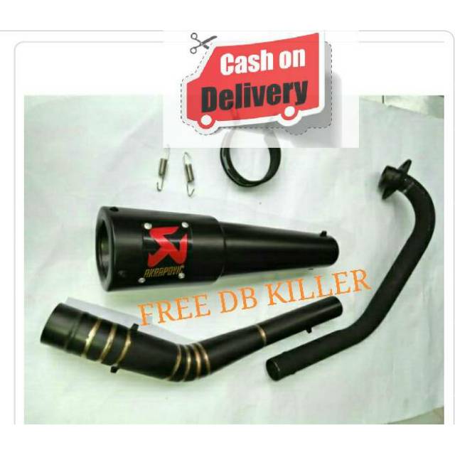 Knalpot Racing Akra GP Black fullsystem for Vixion, R15, CB150R, CBR150R, Byson, Satriafu, gsx-3