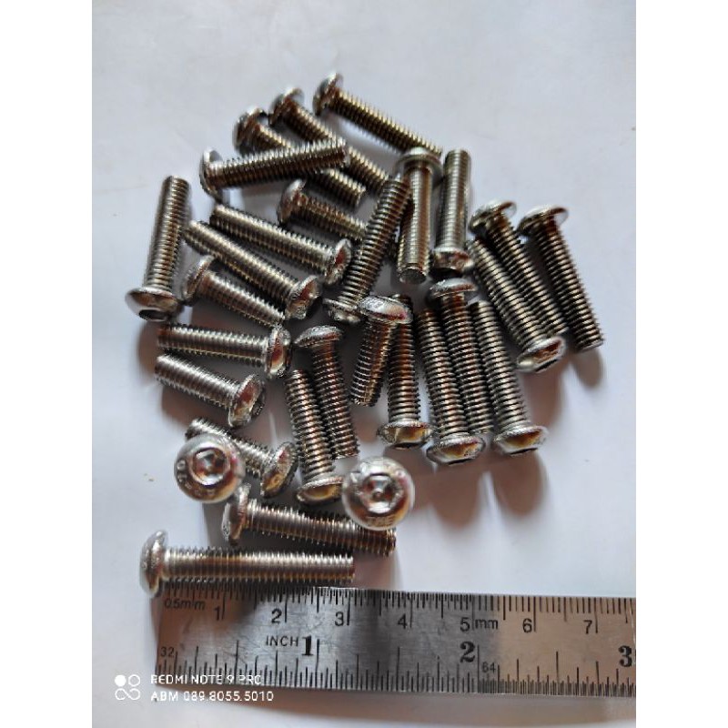 Baut L Stainless Button M10 x 30 atau Baut 14 Panjang 3cm