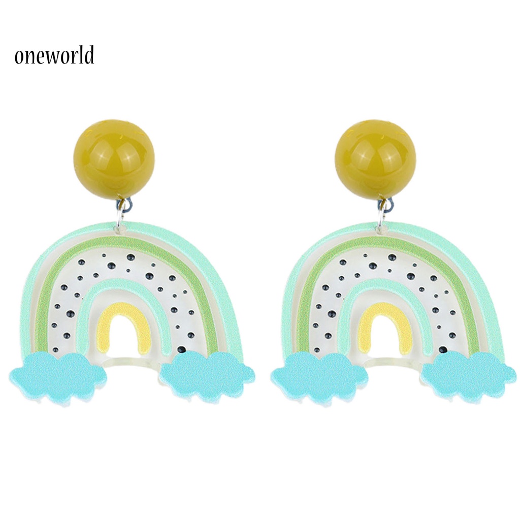 Oneworld Anting Gantung Model Awan Pelangi Bahan Akrilik Ringan Untuk Wanita