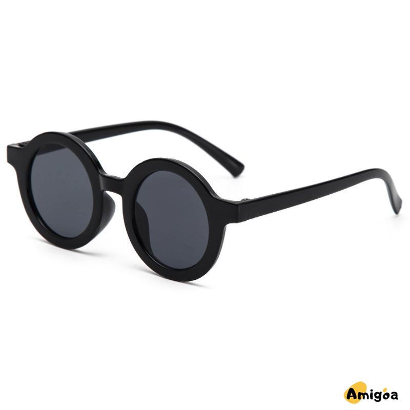 Kacamata Hitam Anak Matte Bingkai Bulat Trendi Retro Cute Clear Vision - AG2