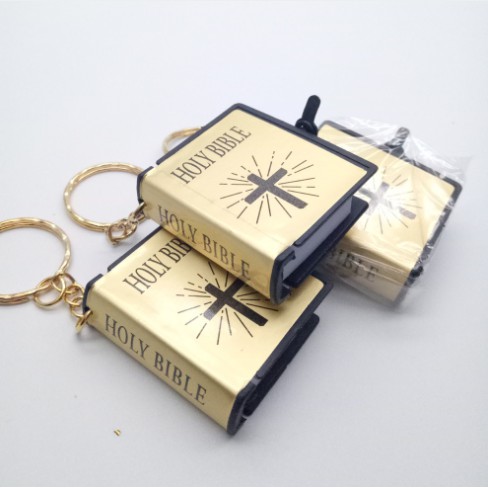 【COD】FLID Gantungan Kunci Hias Alkitab HOLY BIBLE Mini Versi Kristen Bahasa Inggris