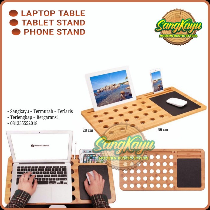 Laptop stand laptop meja laptop kayu macbook stand Notebook stand 2 - KAYU MAHONI