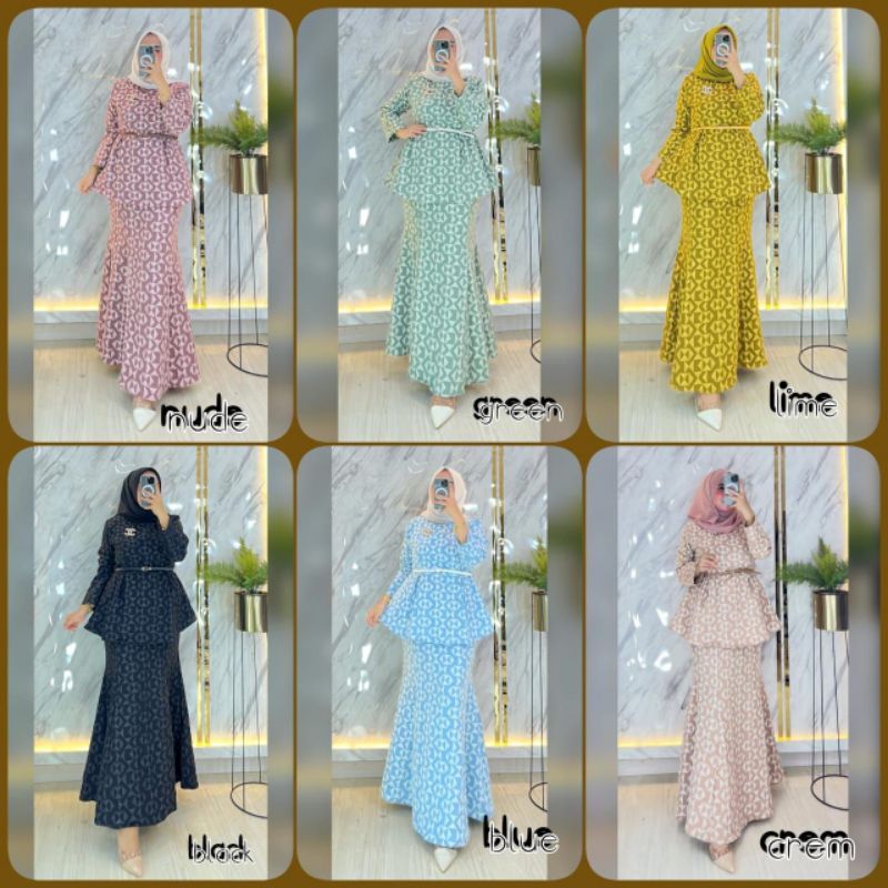 zoyaa set rok duyung/atasan set rok/Tunik set