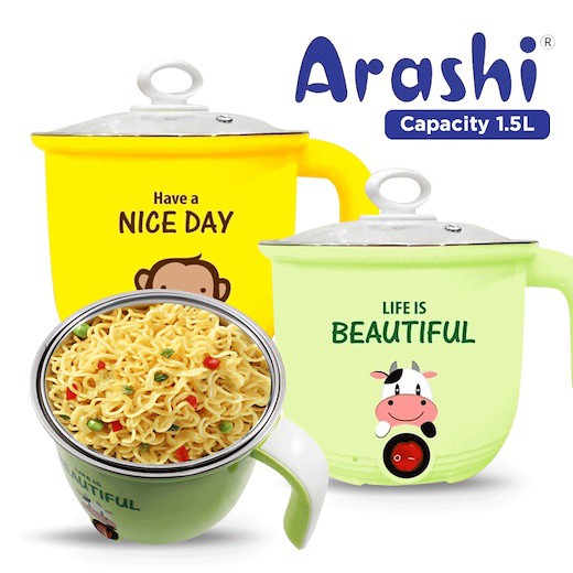 Arashi Mug Electric 1.7L - Kompor Listrik, Masak Mie, Telor, Bakso, Air Panas Dll Random