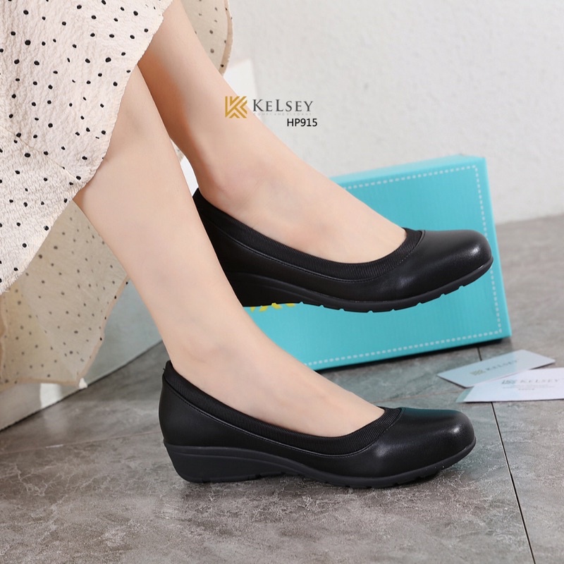 Kelsey Sepatu Pantofel Kulit Wanita 4cm Kerja HP915