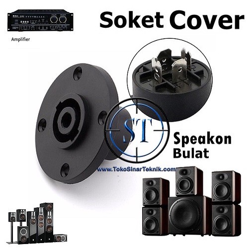 Socket Spikon Kecil Female Box Soket Speacon Terminal Speakon Kotak / Bulat Tebal Ampli Speaker BA-97