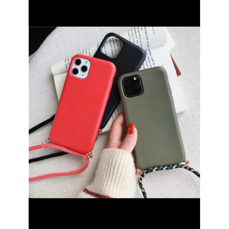 Iphone 6+ 6 Plus Silikon Case TPU Lunak Casing Lanyard Selempang Tali Kalung