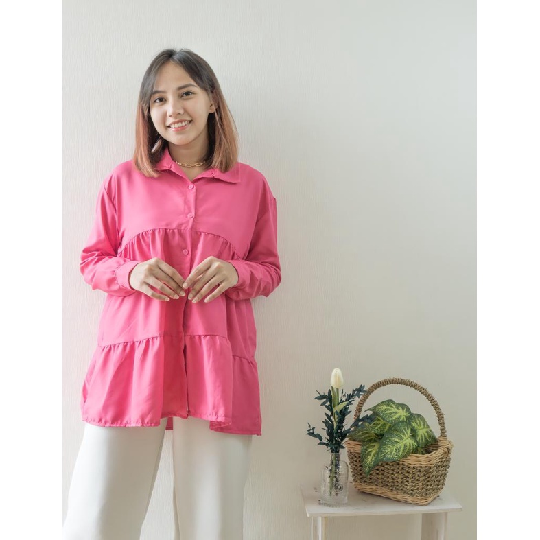 RX FASHION - DITA TOP BLOUSE XXL TWISTCONE / KEMEJA RUFFLE DANY BLOUSE ATASAN BAJU WANITA RAMPEL FULL KANCING BUSUI FRIENDLY / Blouse LIUCA- NN