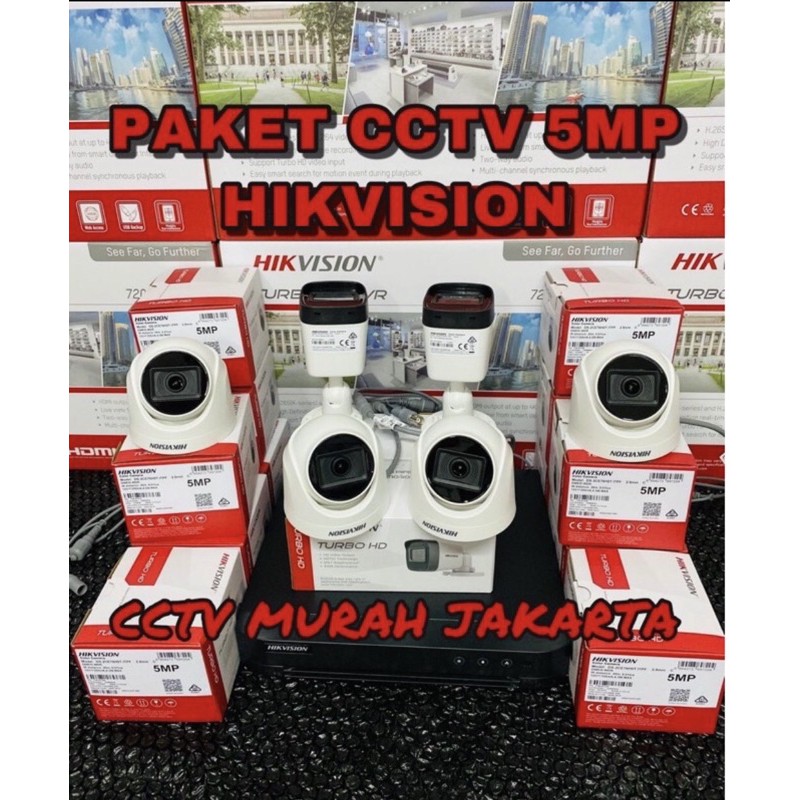 paket cctv 6 camera hikvision 5mp tanpa kabel tanpa power supply murah