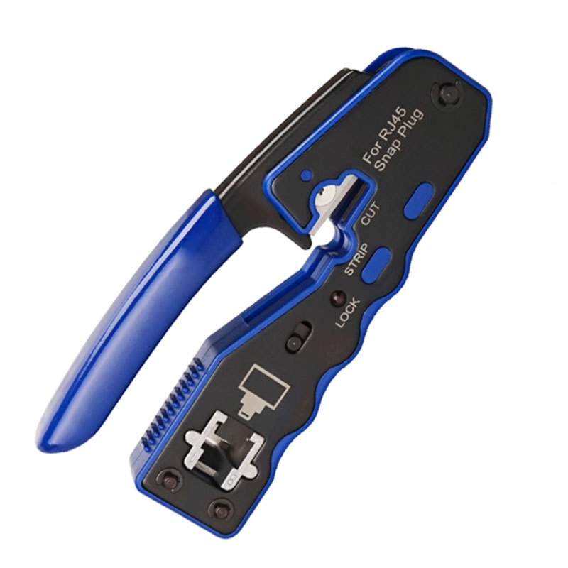 Btsg RJ45 Crimp Tool Pass Melalui Strip Dan Crimps Crimping Presisi Tahan Lama