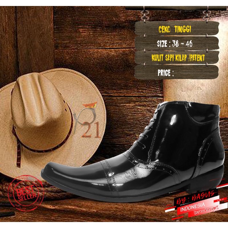 Sepatu p21/ polki ceko tinggi kilap / sepatu pria / merk p21/sepatu polki