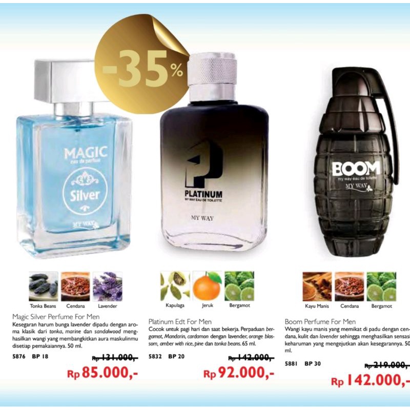 Parfum Bold Edt, Parfum Sporty Edt, Parfum Platinum Edt, Parfum One Edt For Men My Way Original