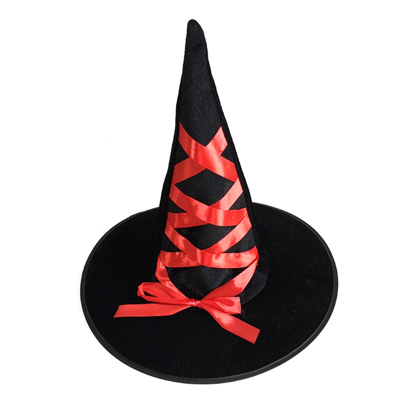 Topi Penyihir Dengan Pita Untuk Kostum Cosplay Halloween