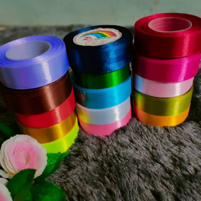READY  PITA SATIN BESAR 2.5CM PER ROLL / PITA SATIN 1 INCH / PITA BESAR
