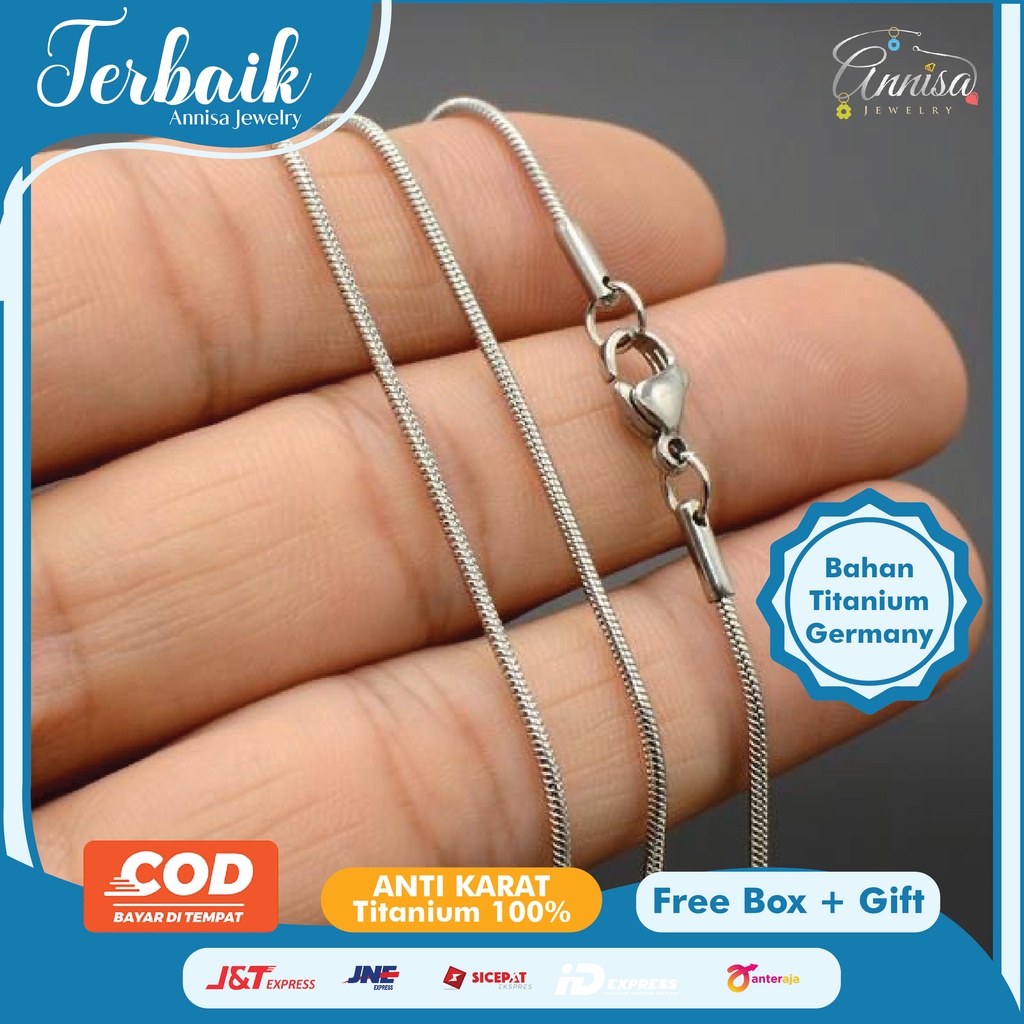 kalung polos titanium silver