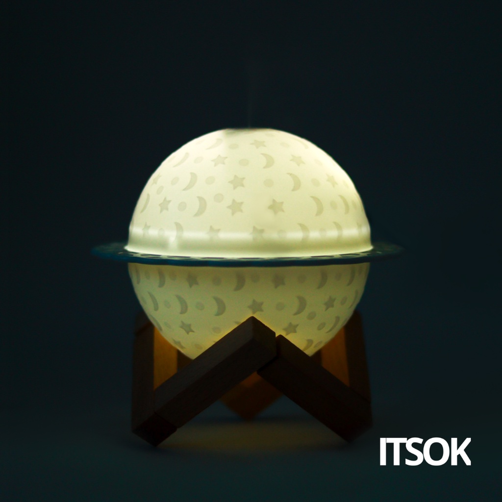 ITSOK Cool Mist Humidifier Purifier Motif Planet Pelembab Udara with LED Light Warna