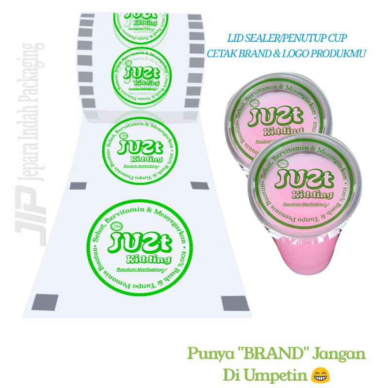 Kemasan Cair Plastik Cup Sealer/Lid Sealer Custom Sablon 13cm 1300Cup 1Roll