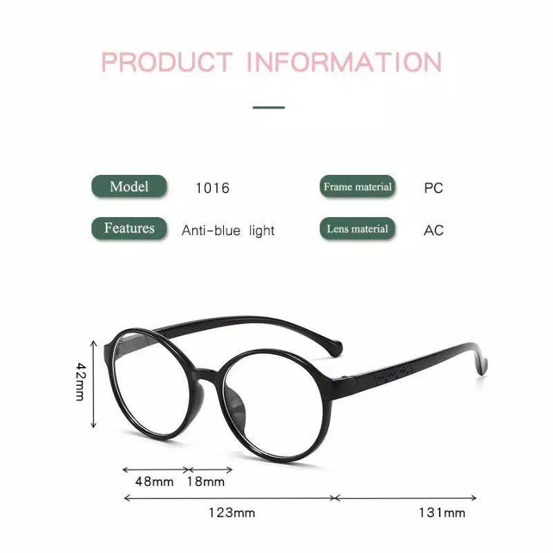 Kacamata Bulat Lensa Anti Radiasi blue Ray Anak HP
