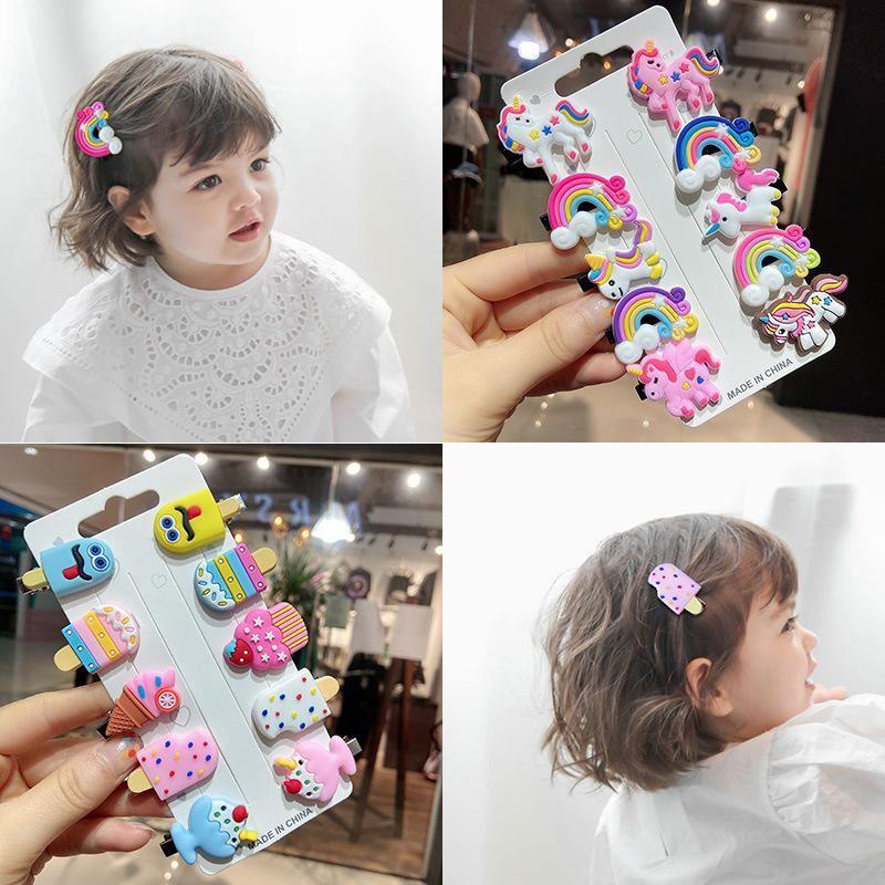 10Pcs Jepit Rambut Anak Korea Ice Cream dan Unicorn Set