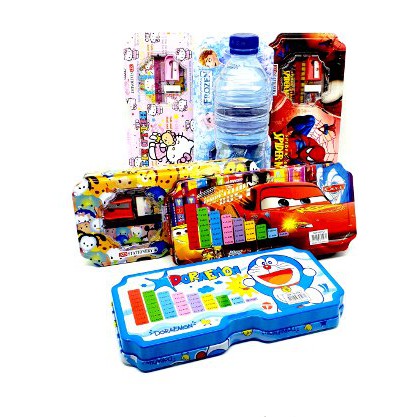

tempat pensil kaleng isi jendela sedang set alat tulis stationary perlengkapan sekolah Obral