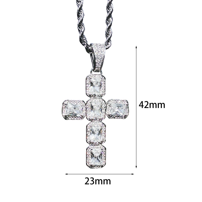 Kalung Liontin Salib Bahan Cubic Zirconia Untuk Wanita