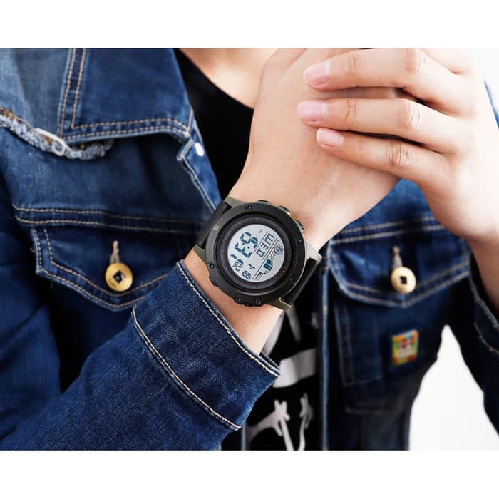 Jam Tangan Cowok /   Jam Tangan Pria Digital Original SKMEI 1476 Anti Air 50M Army Green  Murah