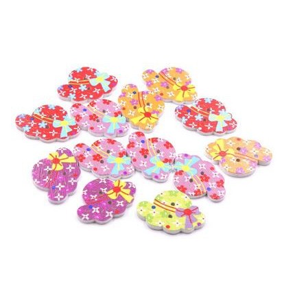 Kancing Kayu Dua Lubang - Girls Hat Style (10pcs)