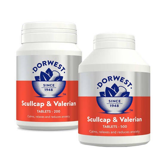Dorwest Scullcap & Vallerian Herbal Supplement Stress Takut Phobia Petir Kembang Api Mercon Dog Cat