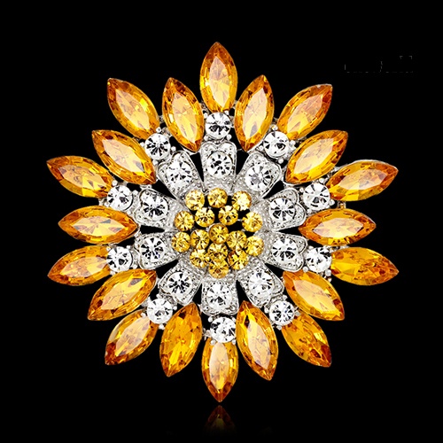 OW@ Women Fashion Flower Brooch Crystal Rhinestone Jewelry for Wedding Party Gift