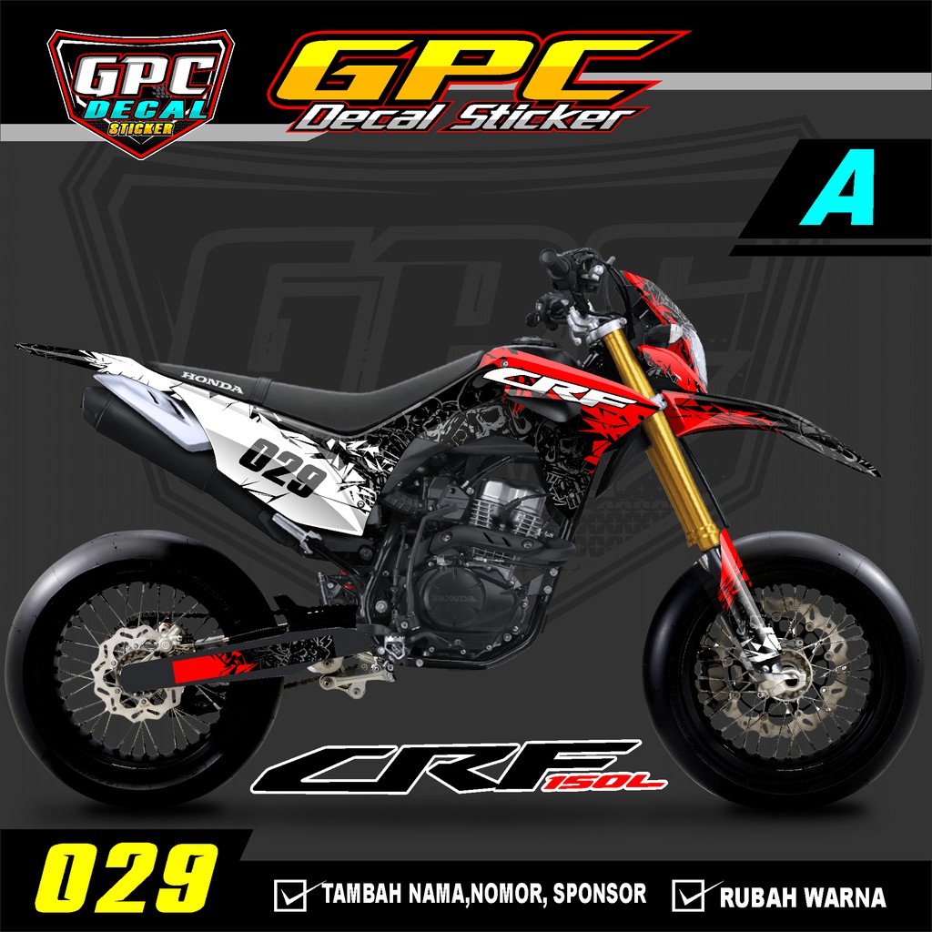 Decal Sticker CRF 150 L- Fullbody-Dekal stiker CRF 150 L Trail Supermoto merah Kuning minimalis-029