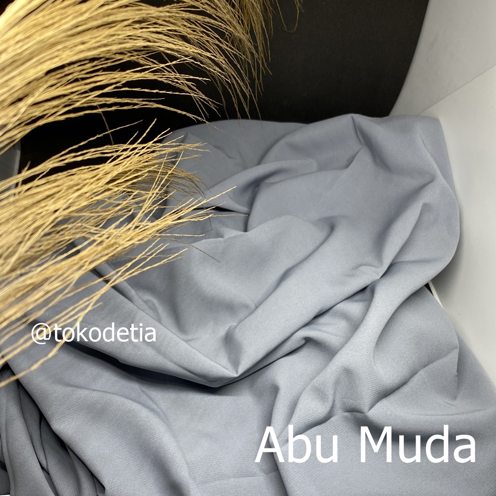 TERMURAH Kain Wolfis Grade A /  Wolpeach Premium /Wolvis Premium gamis tunik fashion-Abu muda