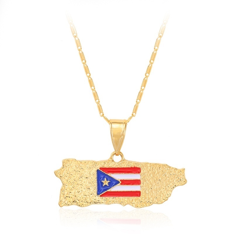 Kalung Dengan Liontin Bentuk Peta Puerto Rico Untuk Pria