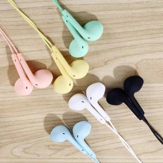 Earphone Headset Music Angel Macaron Mate Color Hifi Extra Bass / Handsfree U19