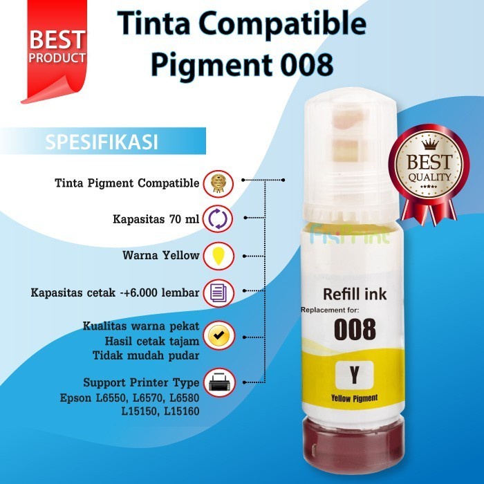 Tinta Compatible 008 Refill Printer L15150 L6460 L6490 L15180