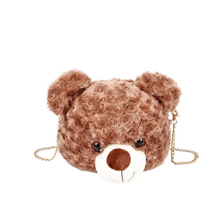 Best Seller tas selempang wanita anak-anak gadis remaja motif kepala beruang teddy bear bulu lagi hits terbaru 2022 tas selempang &amp; bahu wanita populer