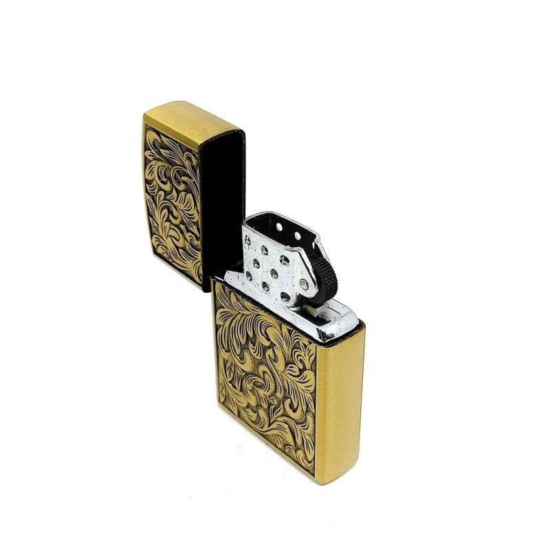 KOREK API PEMANTIK API CLASSIC DESAIN BATIK WARNA GOLD GAS LIGHTER UNIK BR16