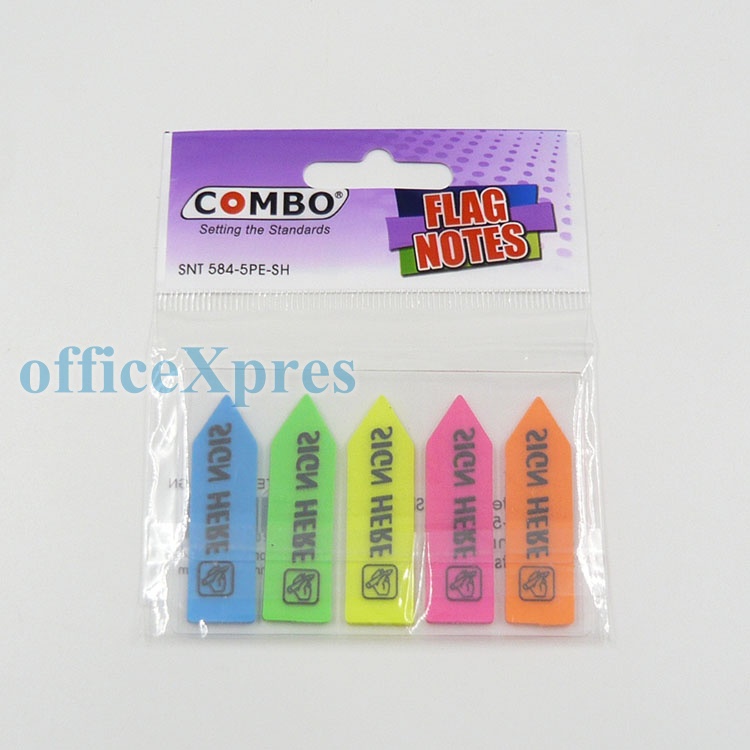 Combo Sticky Notes / Memo SNT 653 AN (Neon) (1.5 x 2”) / Memo Tempel / Post it / Index Mark-584-5PE-SH(SignHere)