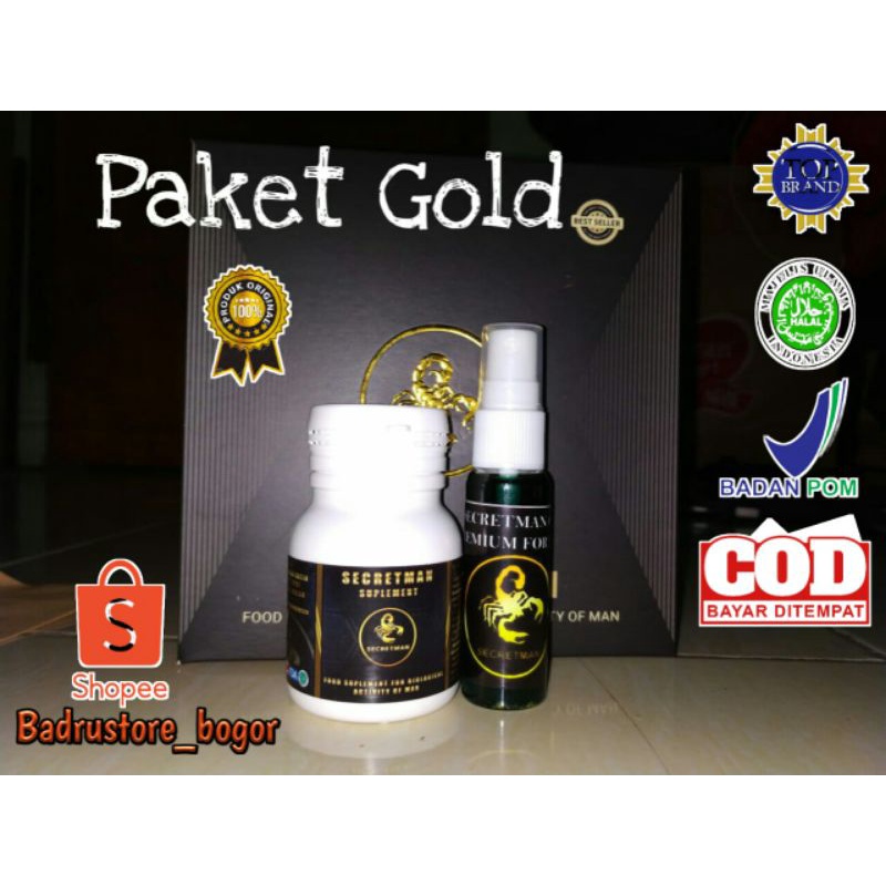 SECRETMAN PAKET GOLD ISI 1 BTL KAPSUL DAN 1 BTL MINYAK PENAMBAH STAMINA PRIA 100% ORIGINAL