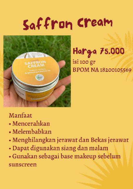Cream saffron dan cleansing gel saffron (BPOM)