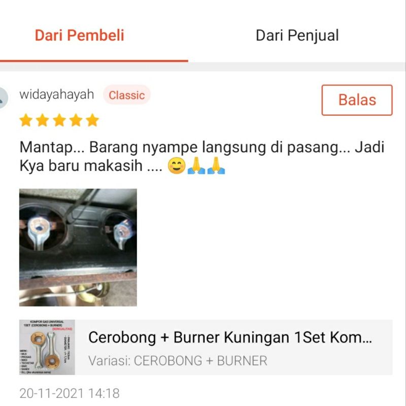 Cerobong + Burner Kuningan 1Set Kompor Gas Umum Progas Sanex Techstar Gmc Niko Mls Universal