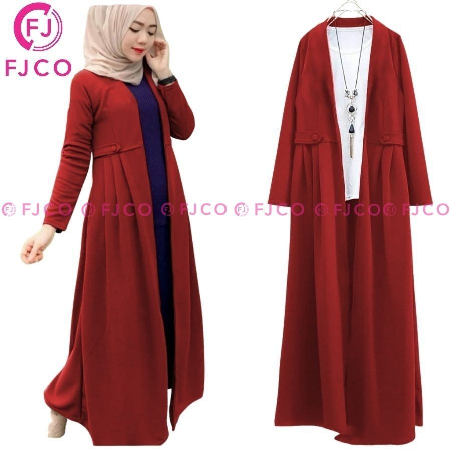 FJCO - Cardigan Oversize Jumbo Wanita Terbaru Korea Style Long Cardi Ravina Cardigan ootd Hijab-maroon