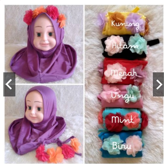 Jilbab Bayi Dan Anak Mahkota Bunga