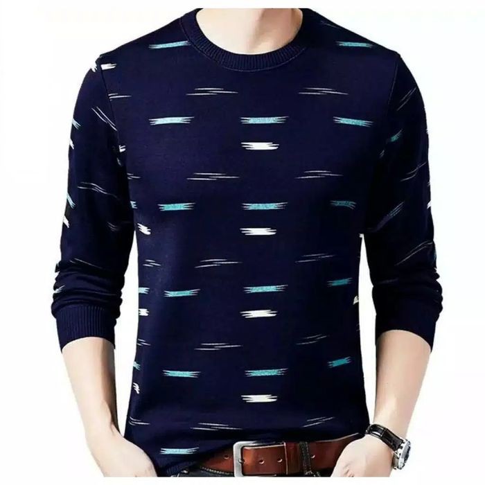 NR Baju Basic Stripe Brick Model Korea Atasan Lengan Panjang Pria T-Shirt