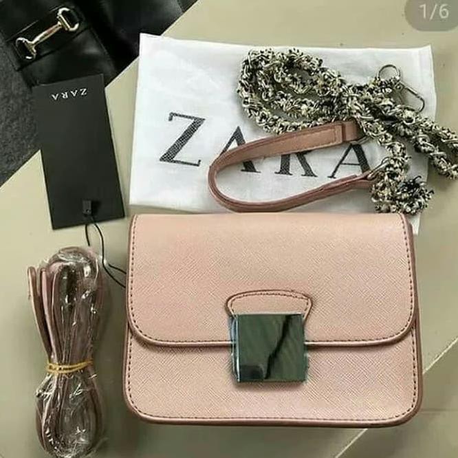 6BQS TAS WANITA ZARA PINK FLORAL ORI IMPORT.TAS SELEMPANG,HARGA DISTRIBUT - BIRU MUDA BNOJ