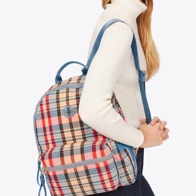 TORY BURCH Tilda Plaid Zip Backpack nylon tas original authentic asli checkered